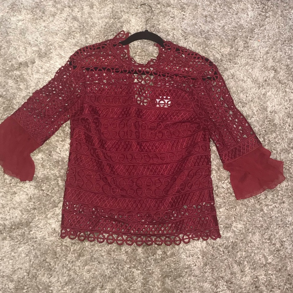 Burgundy, lace top by Saylor